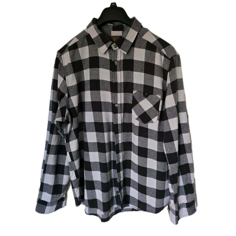 Men's Outdoor Life Black/Whited Checkered Flannel Button Down Size‎ XL Pre-Owned